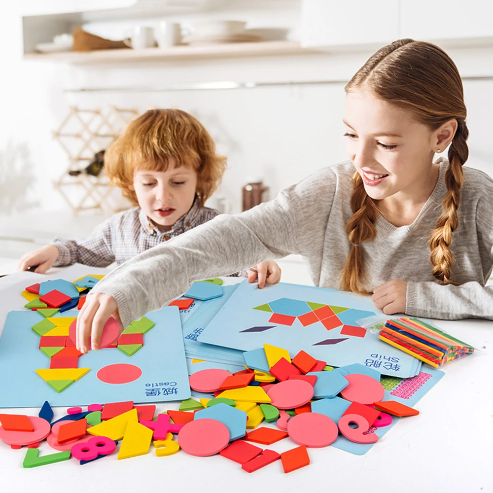 

Деревянная доска-головоломка, набор красочных детских обучающих игрушек Монтессори для детей, Развивающие головоломки