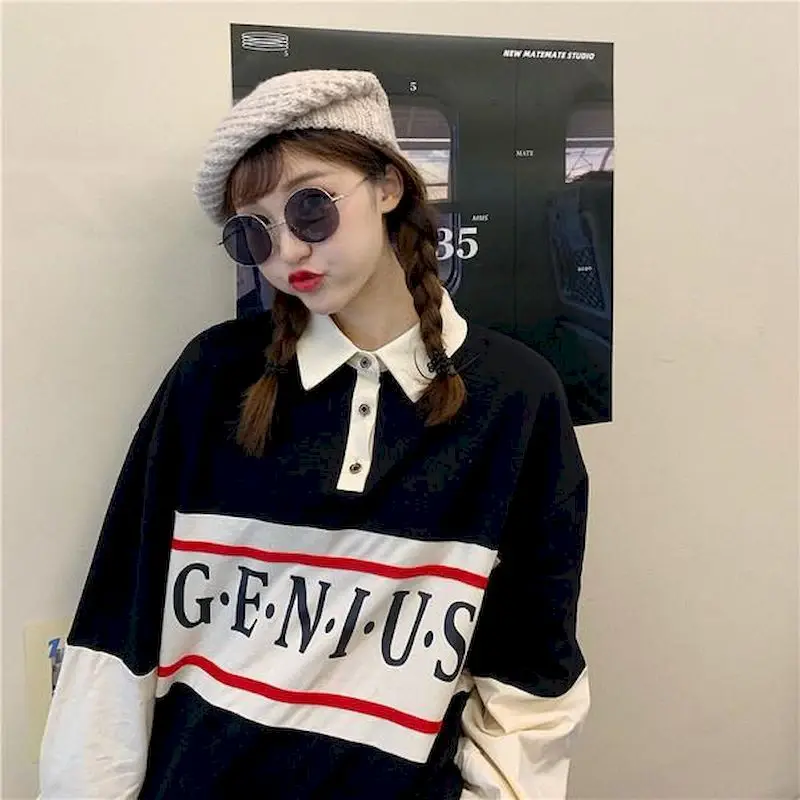 Женский свитер из двух частей super fire модный тонкий свободный студенческий топ с