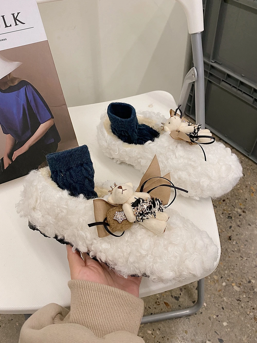 

Moccasin Shoes All-Match Slip-on 2021 Fashion Women's Female Footwear Casual Sneaker Bow-Knot Round Toe Loafers Fur Moccasins Ne