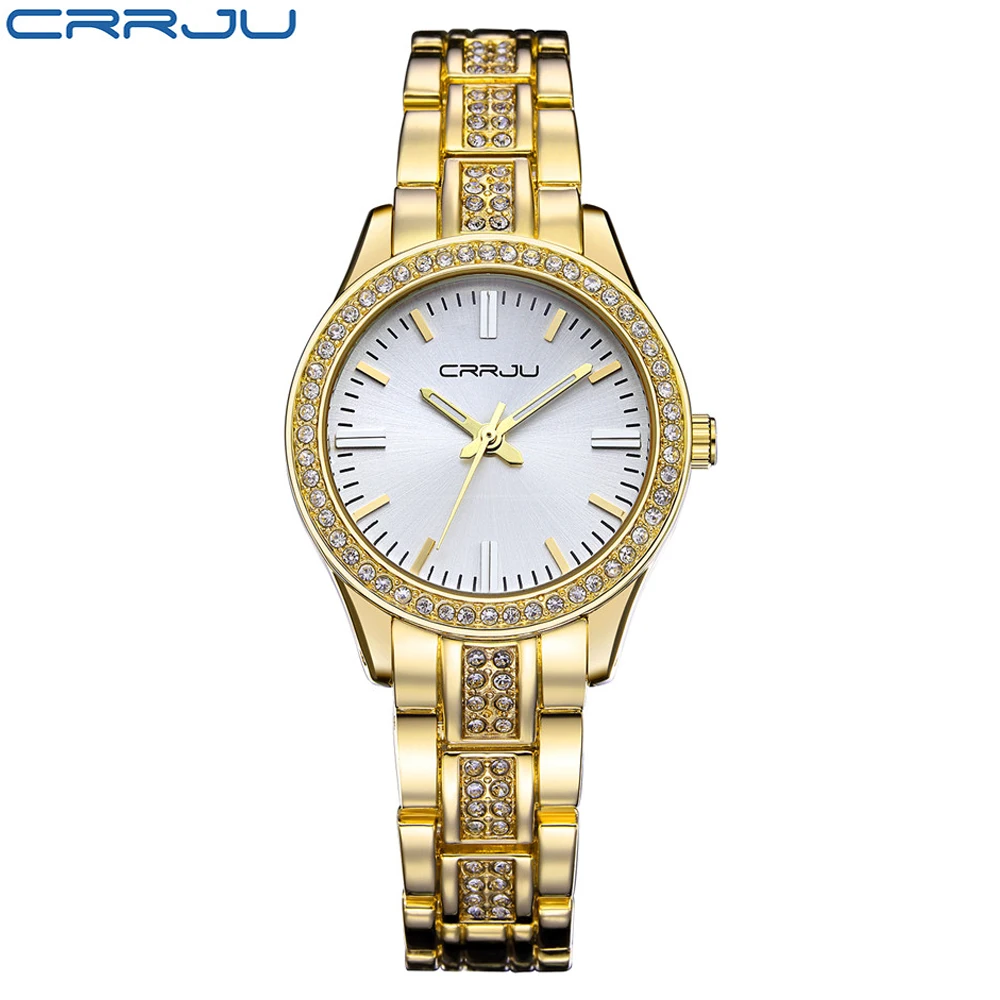 

CRRJU Top Brand watch Quartz Watch Rhinestone Wristwatches Waterproof women's Watch Women luxury watches Relogios feminine For