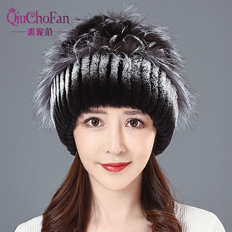 

2021 Russia Hot Sale Winter Real Fur Beanies Hat Women 100% Genuine Real Rex Rabbit Hat Good Elastic Knitted Rex Rabbit Fur Caps