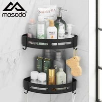 mosodo bathroom shelf organizer shower storage rack black corner shelves wall mounted aluminum toilet shampoo holder no drill