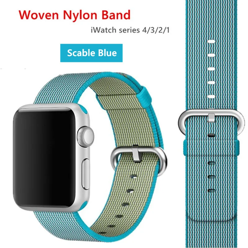 blue Нейлоновый ремешок для apple watch band 42 мм 38 мм iWatch 4 Band 44 мм 40 мм браслет ремень Спортивная петля ремешок для apple watch 4 3 2 1 - Цвет ремешка: blue