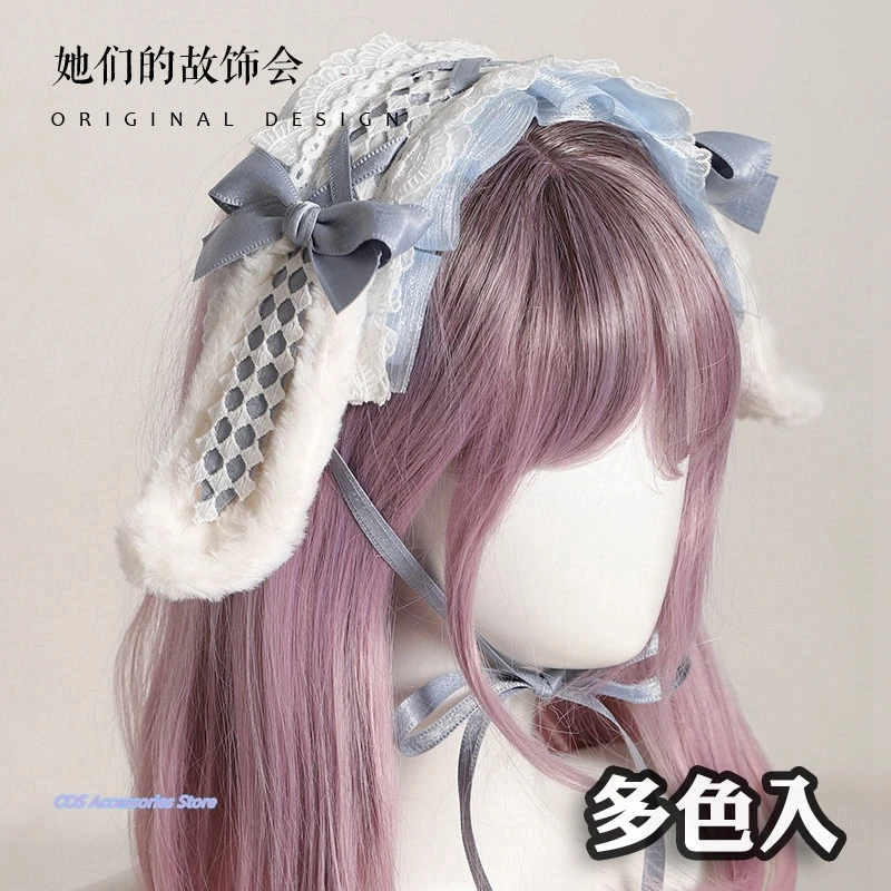 

Original Lolita Hairband Accessories Multi-Color Lovely Detachable Rabbit Ear Hairpin Headband Soft Hair Accessories Cosplay