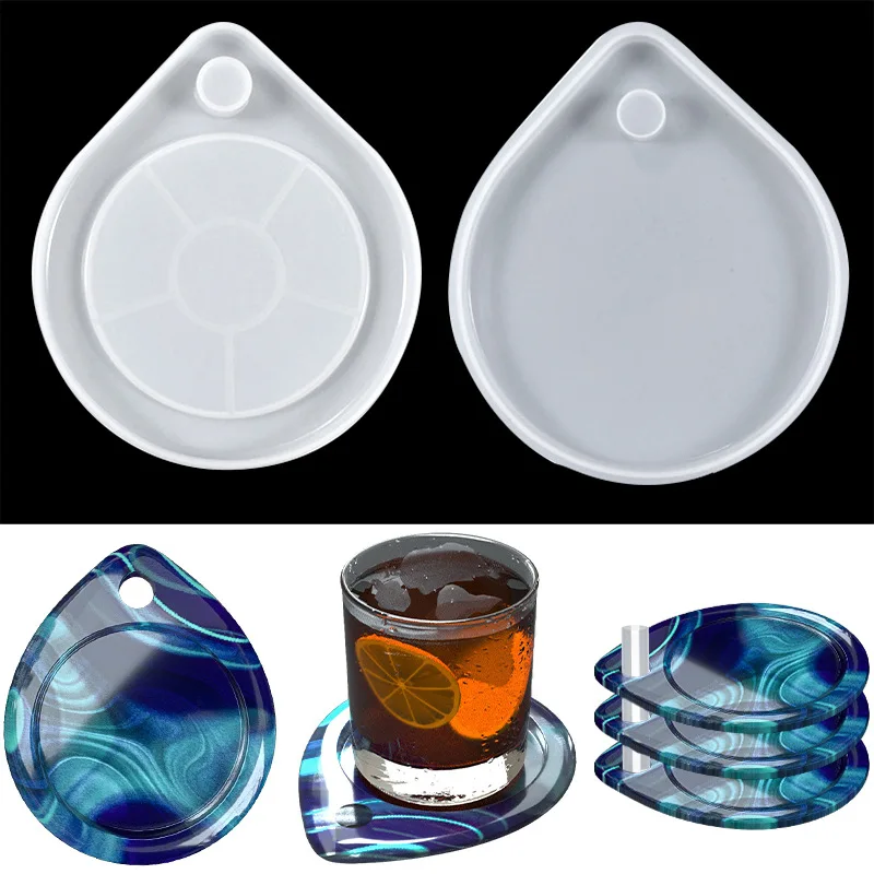 

Epoxy Diy Multi-layer Water Drop Coaster Silicone Mold Saucer Tray Square Dual Purpose Resin Home Decoration