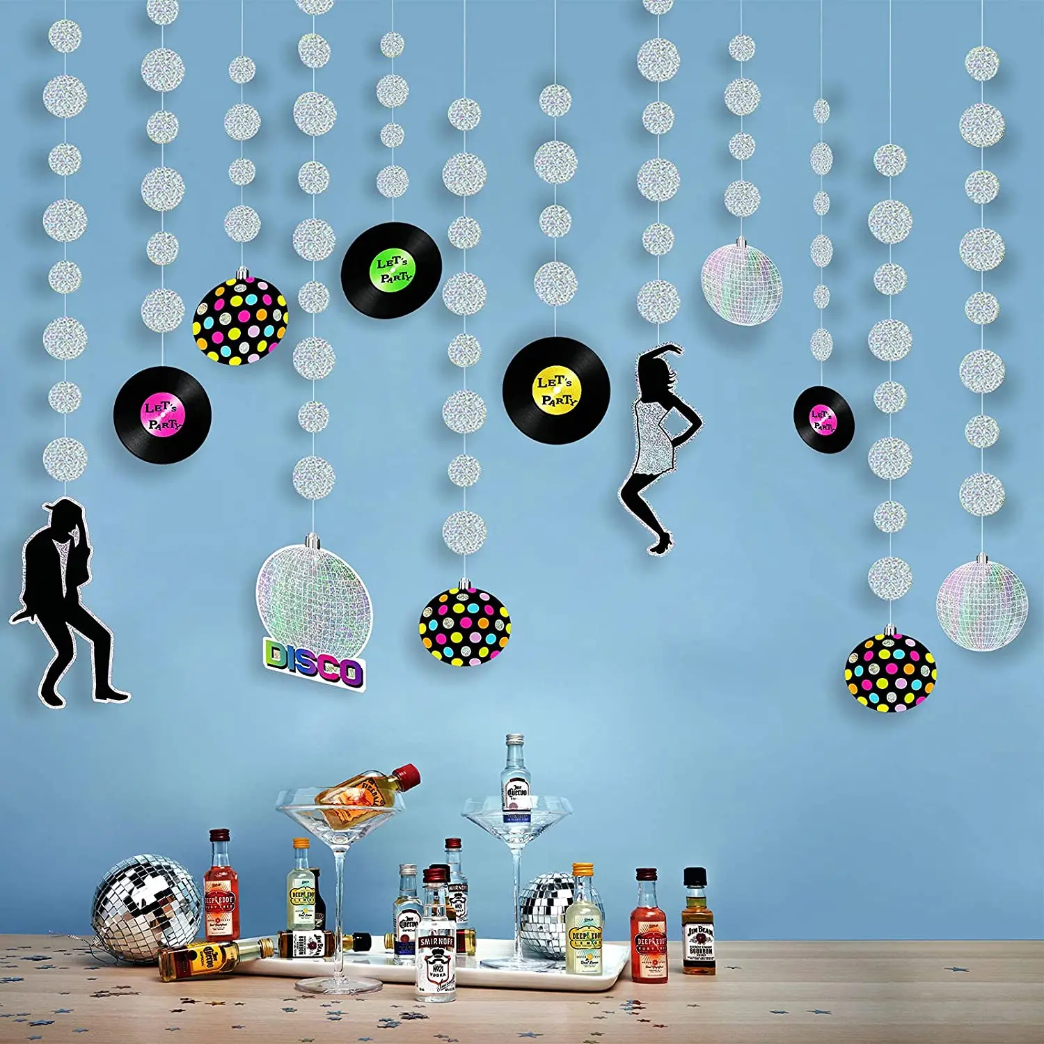 

Iridescent Disco Party Garland Happy Birthday Decoration Holographic Dancing Party Hanging Ball Disk Banners Bachelorette Decor