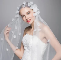 2021 bridal veils luxury soft net veil long flowers wedding veil bride veils bridal hair