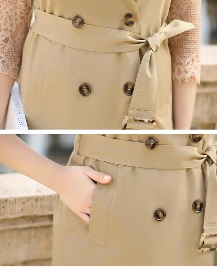 

Vest Ladies British Style Sleeveless Trench Coat 2020 Spring Mid-Length Slim Waistcoat Overcoat Female Tops Spring Autumn E354