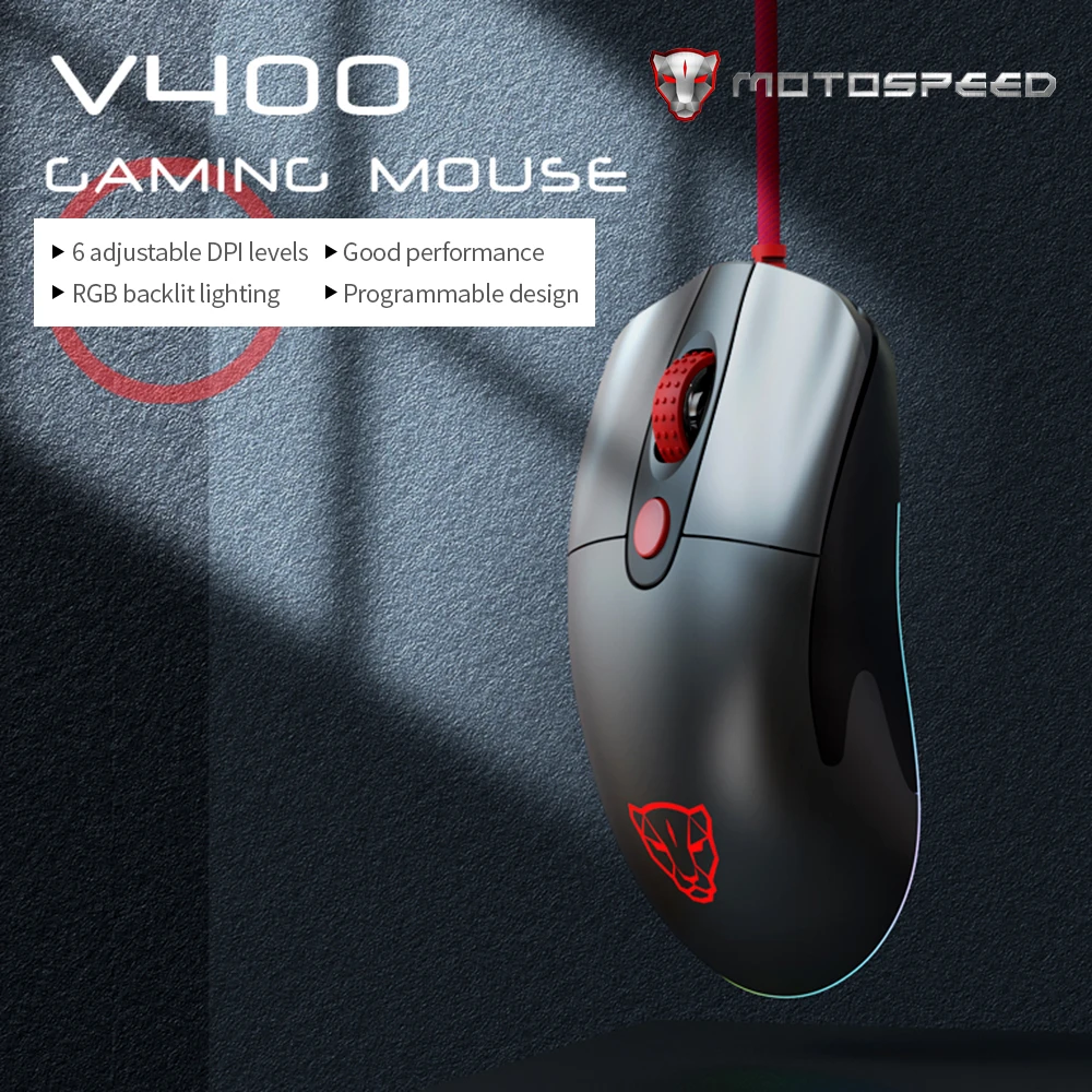 Motospeed V400 Проводная игровая мышь RGB с подсветкой для электронных видов спорта 6