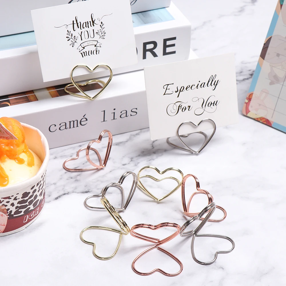 1 PC Metal Heart Shape Photo Clips Cool Desktop Decoration Romantic Wedding Place Card Holder Table Number Stand Party Supplies |