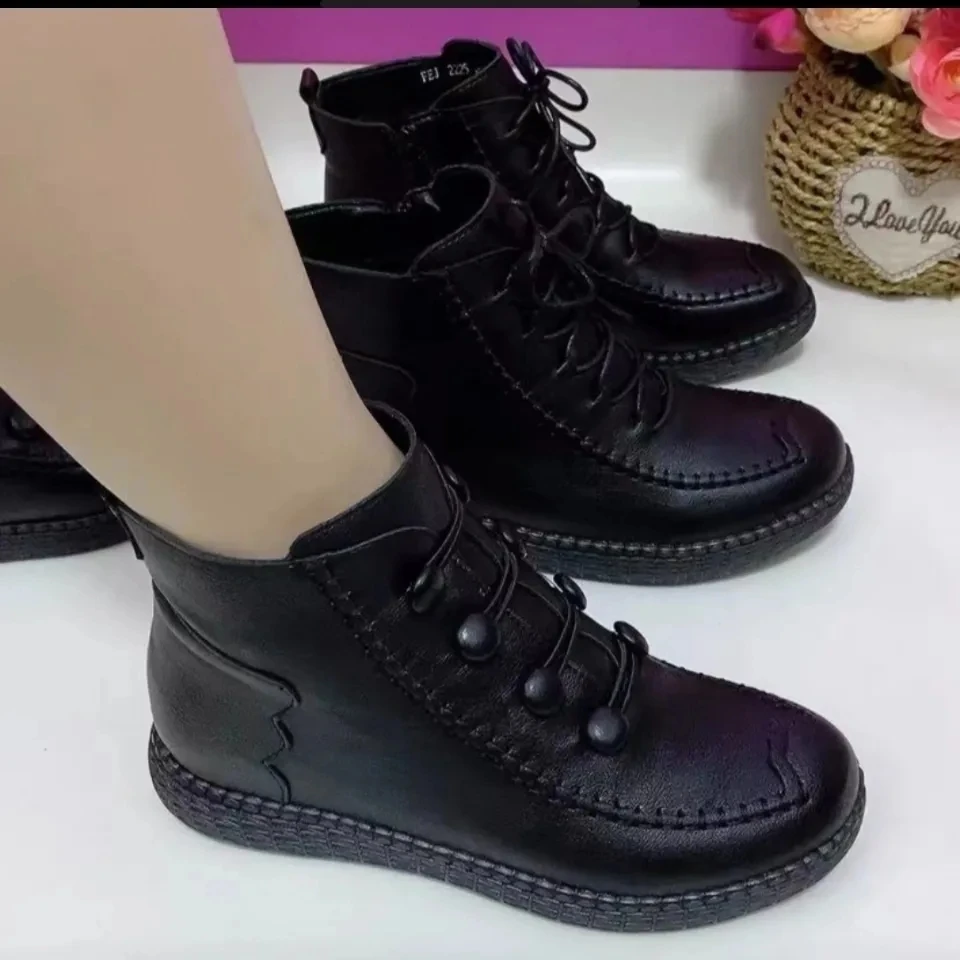 

Ankle boots for women autumn winter comfort waterproof moccasins artifical leather martins booties female mother leisure shoes
