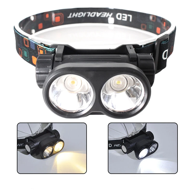 

1Set Strong Light Headlamp 2LED Intelligent Night Fishing Camping Headlight Waterproof Fishing White Light warm Light head lamp