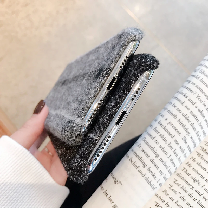 ORYKSZ Warm Corduroy Texture Phone Case For iphone 11 Pro Max 6 6S 7 8 Plus X XR XS Simple Suede Soft back shell cases |