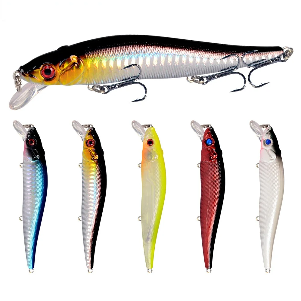 

1PCS 11.5cm 14.5g Fishing Lure Minnow Hard Bait with 3 Fishing Hooks Fishing Tackle Lure 3D Eyes Free Shipping