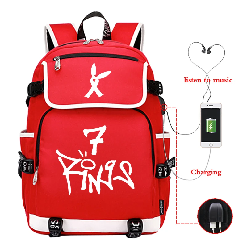 Canvas Backpack 8 Ариана Гранде школьный рюкзак модные мужские рюкзаки Банг Чан Феликс вуцзинь Миньо путешествия ноутбук рюкзак usb зарядка ранец - Цвет: Canvas Backpack 8