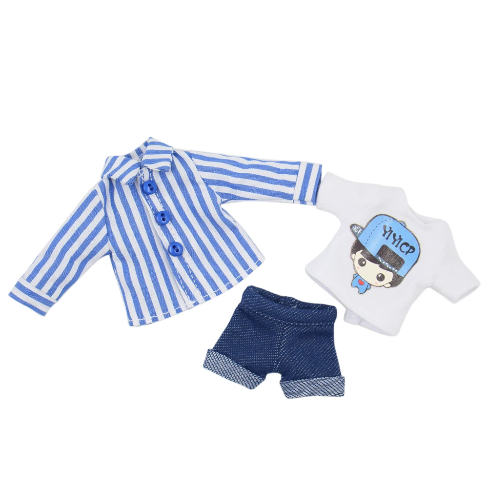 Наряды для Middie Blyth doll белая футболка с синей полосой и джинсы брючный костюм 20 см