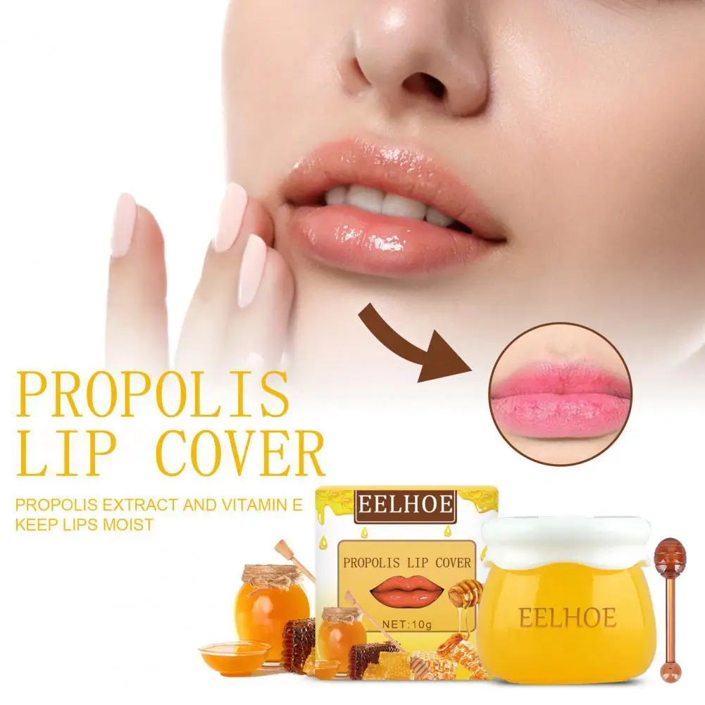

Propolis Moisturizing Lip Mask Sleep Lip Balm Nourishing Anti-wrinkle Anti-cracking Dead Skin Unisex With Brush Lip Care TSLM2