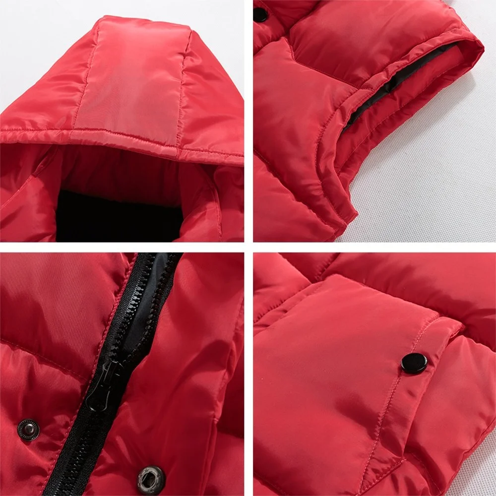 

Cotton Hoodie Vest For Men 2019 Winter Warm Thick Casual Windbreaker Kids 3 Colors Red Sleeveless Jacket Male Classic Waistcoat
