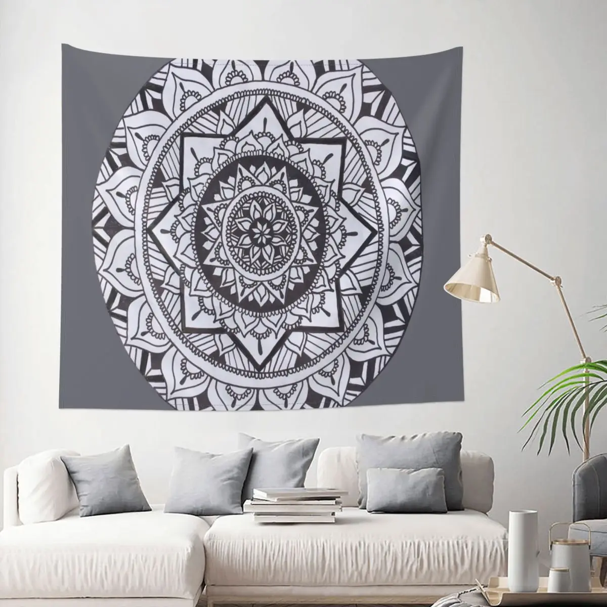

Black And White Mandala Tapestry Flower Boho Sacred Decoration Wall Room Home Decor Hanging Bedroom Kawaii Cartom Style