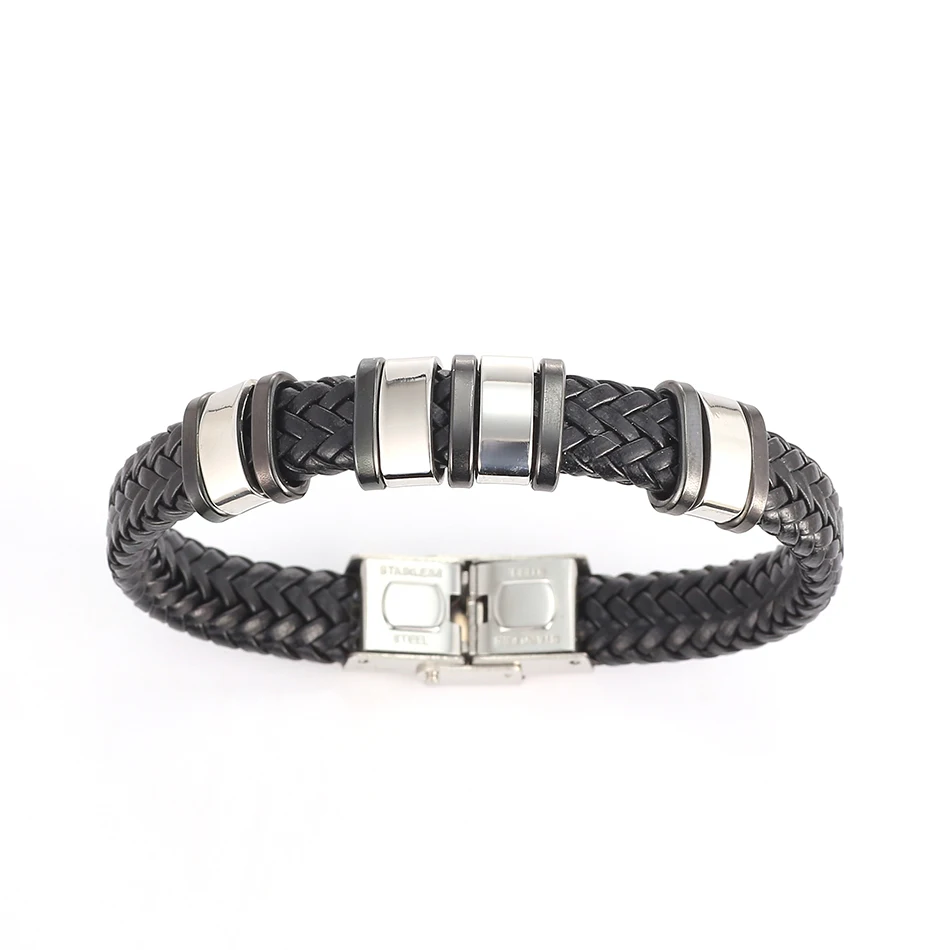 Мужские кожаные браслеты Match-Right Металлический Браслет-манжета для мужчин из