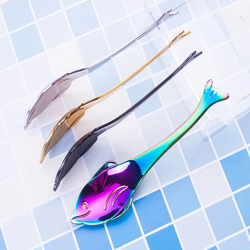 Детская ложка с мультипликационным рисунком морских животных рыб креативная