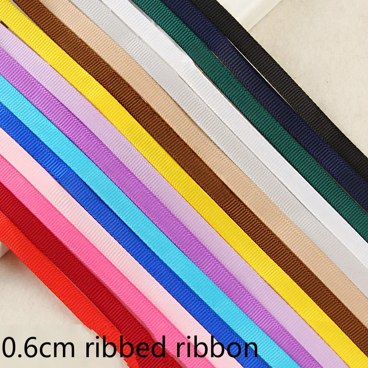 (5 м/лот) 6 мм Grosgrain лента простые цвета Ребристый пояс DIY Ручная работа ювелирные