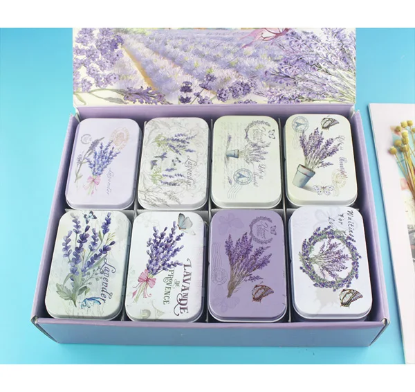 

24Pcs/Lot Lavender Wedding Pack Gift Metal Boxes Birth Favors Kids Dragee/Treat