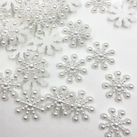 50pcs 14mm white color pearl resin snowflake flatbacks embellishments diy phone christmas decorations scrapbooking crafts