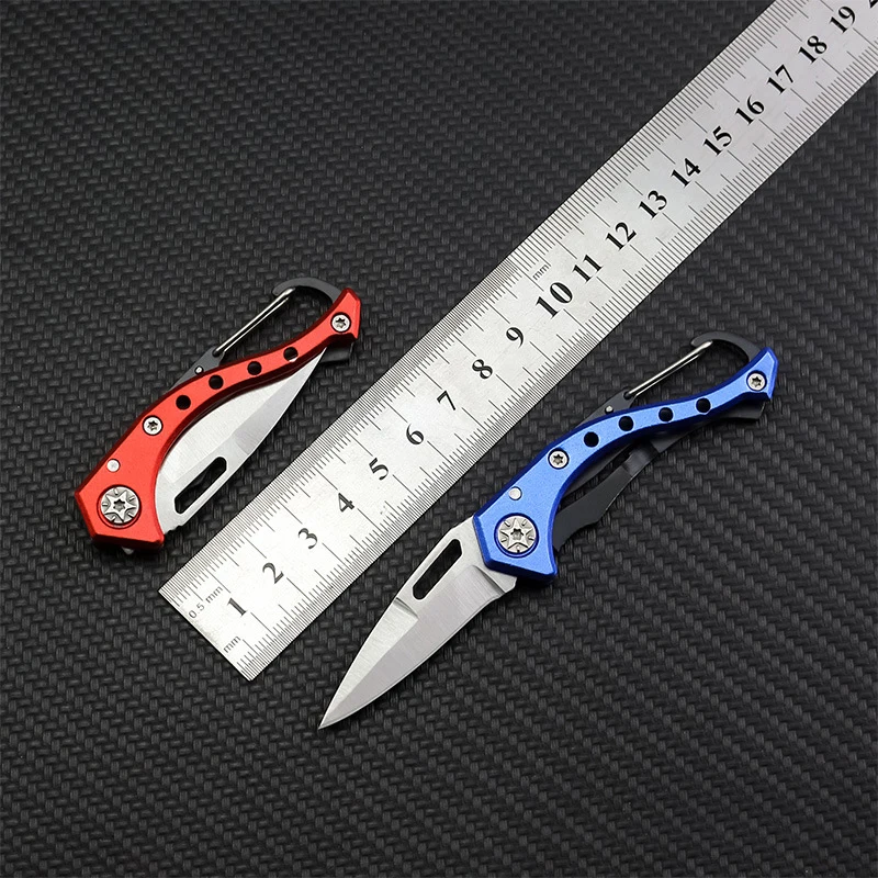 

Dropship Stainless Steel Folding Knife Blade Aluminum Handle Portable Hanging Knife Outdoor Camping Paring Knives Hand Tools