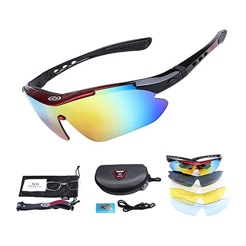 

Cycling Glasses Sports Polarized Sunglasses interchangeable lenses Men Women for Cycling Running Fishing Baseball Driving Golf