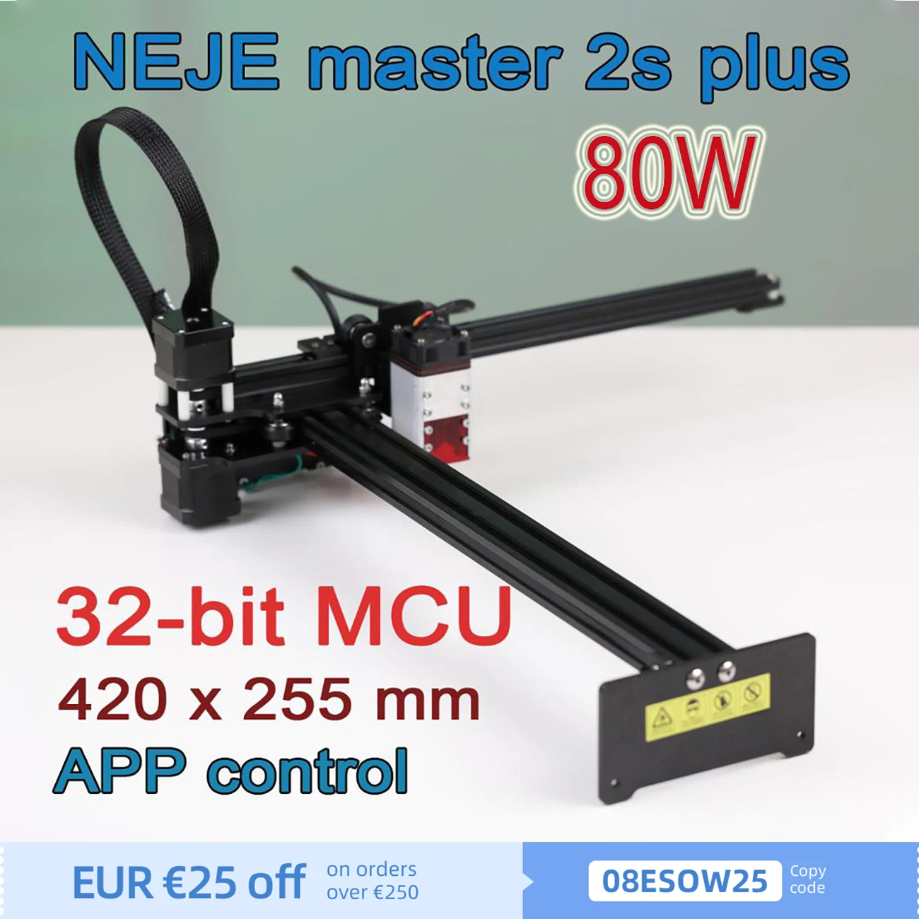 Настольный беспроводной лазерный мини гравер NEJE Master 2S Plus 255x420 мм с ЧПУ резак