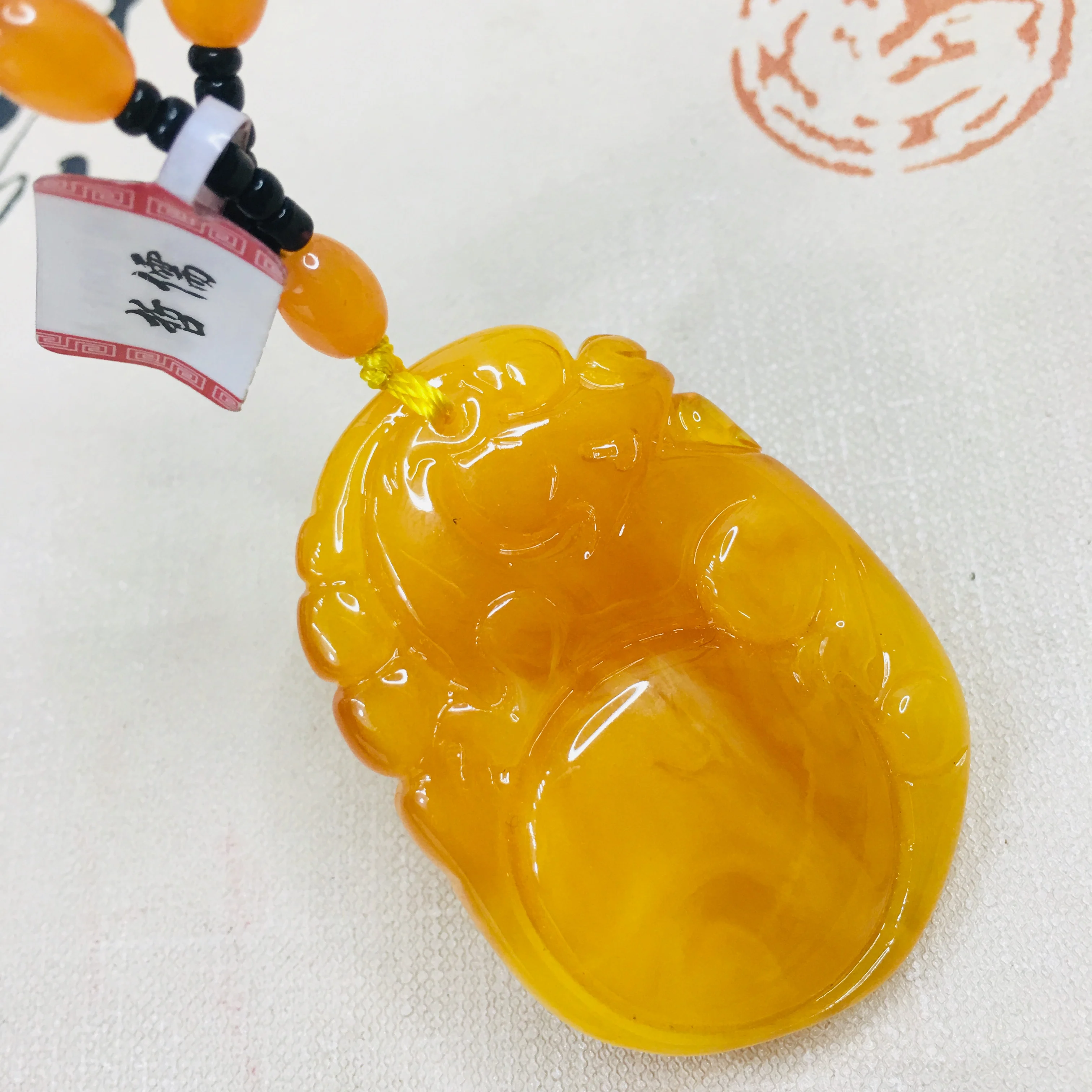 Zhe Ru подвеска в виде коричневого желтого единорога из натурального пчелиного