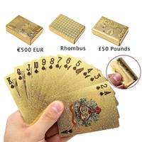 hot fashion waterproof gold color poker cards marvellous luxury foil plated plaid playing cards deck magic card party games