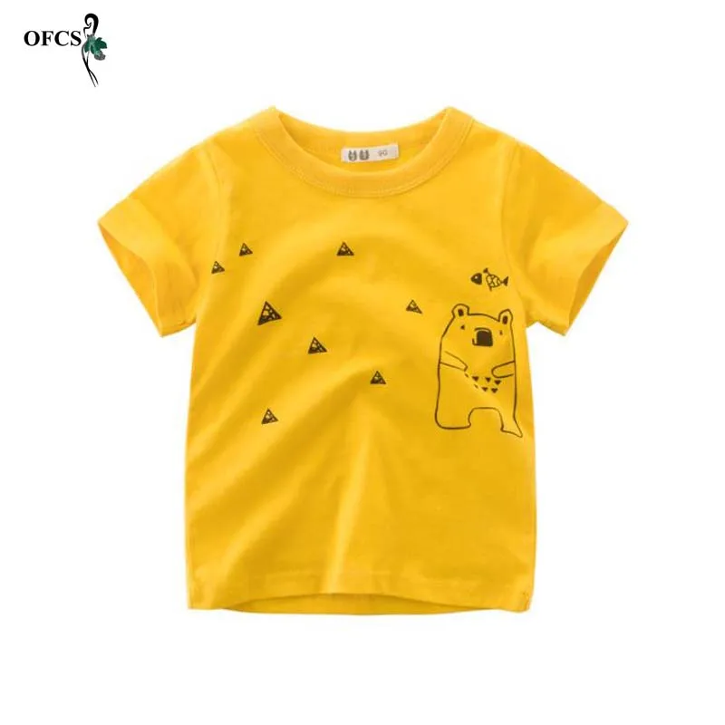 

Boys Cartoon T-shirts Kids Bear Printing T Shirt For Boys Children Summer Short Sleeve Tees Cotton Tops Clothing 2 Colors 2-10T