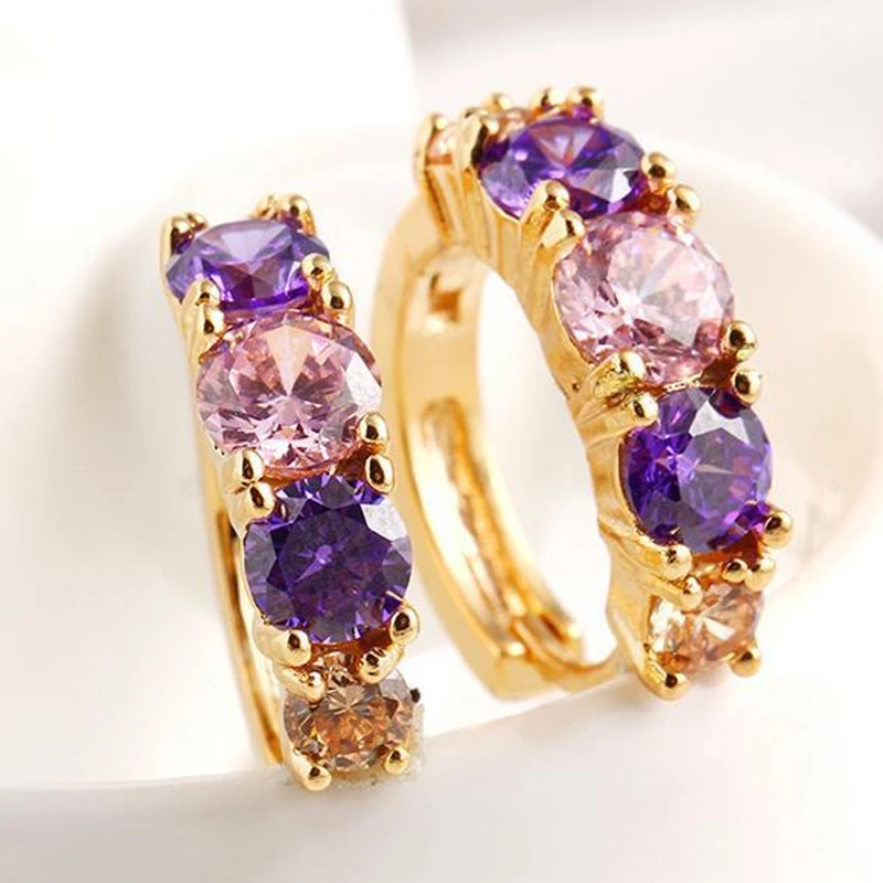 

Gold Color Jewelry Zircon CZ Crystal Hoop Earrings for Women Luxury Wedding Bridal Jewelry Earring Nice Shipping