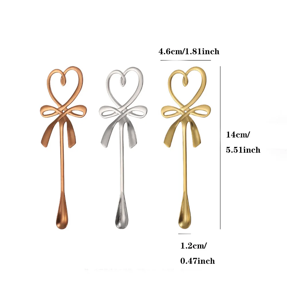 

Stainless Steel Tea Coffee Mixing Spoon Mini Heart Love Spoon Long Handle Flatware Coffee Drinking Tools Kitchen Gadget