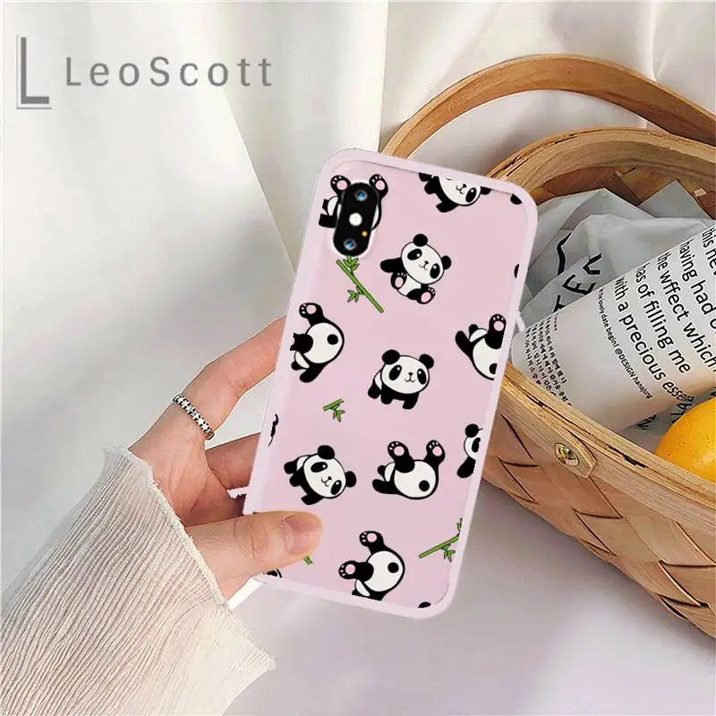 

panda funny cute lovely Phone Case Candy Color for iPhone 11 12 mini pro XS MAX 8 7 6 6S Plus X 5S SE 2020 XR