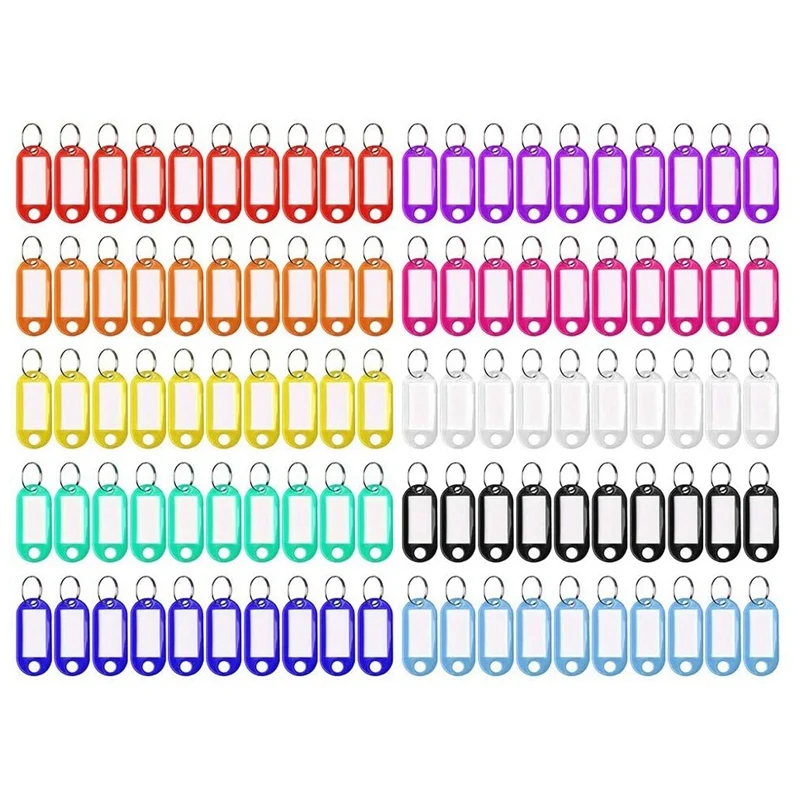 

100 Pcs 10 Colors Candy Color Label Keychain Numbered Card with Keychain Item Classification Tag for Item Identification