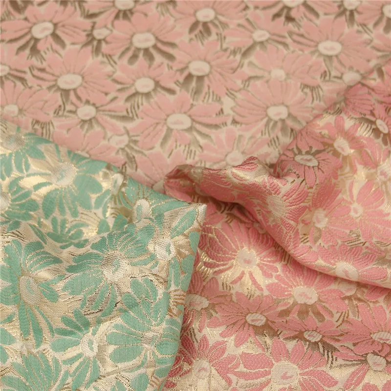 

CF1134 polyester/metallic daisy brocade red/pink jacquard fabric women/kids dress fashion cheongsam fabric DIY sewing materials