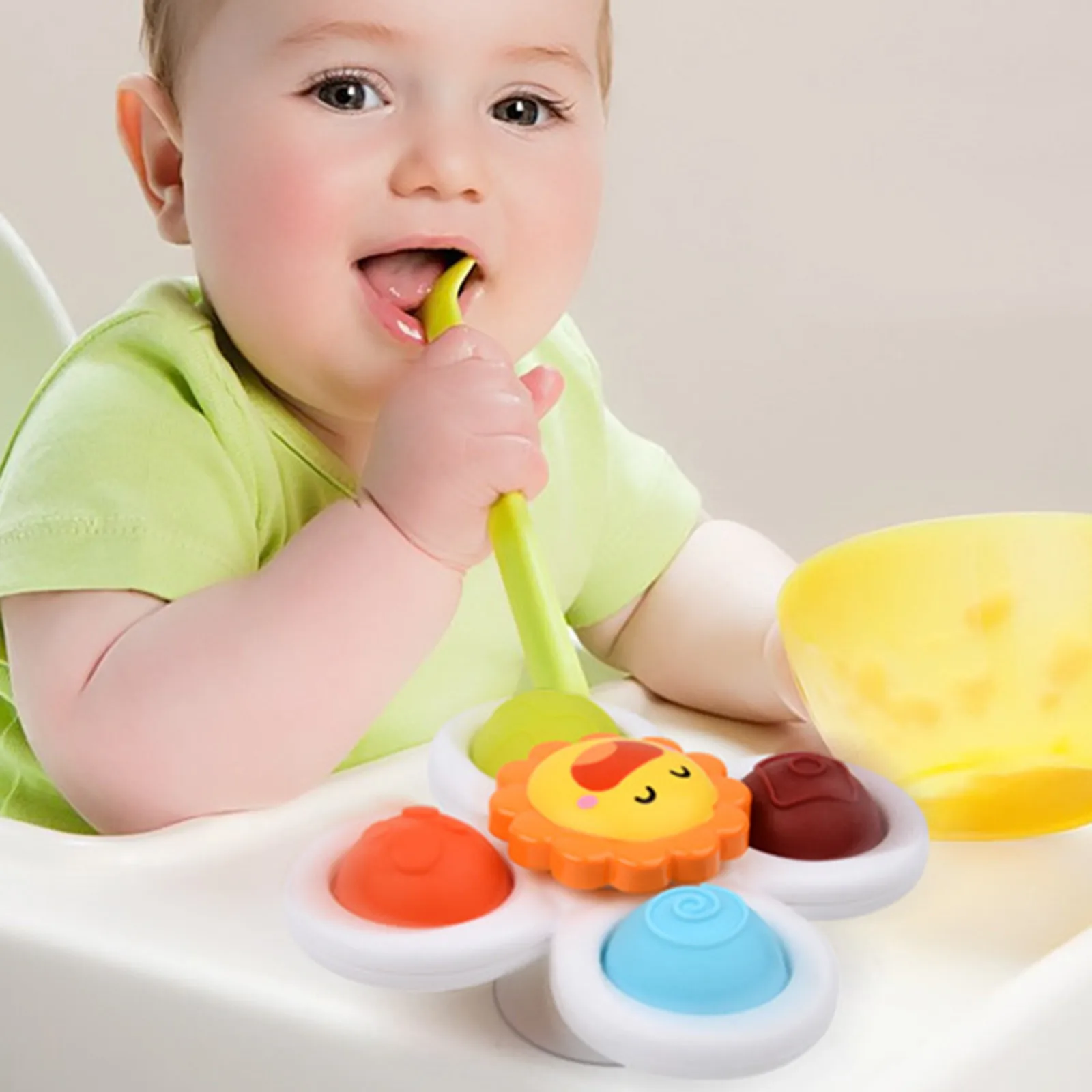 

3pcs Cartoon Baby Rattle Toys Abs Colorful Gyro Happy Smiley Antistress Fidget Toys Pop Up Relief Stress Fingertip Toys Jouet