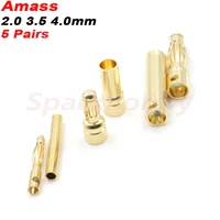 10pcs5pairs amass banana plug 2 0mm 3 5mm 4 0mm female male connectors bullet gold plated copper head rc drone airplane parts