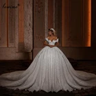 Платье Свадебное ТРАПЕЦИЕВИДНОЕ с блестками, роскошное белое платье принцессы с открытой спиной, соблазнительное платье невесты, платье для часовни на заказ