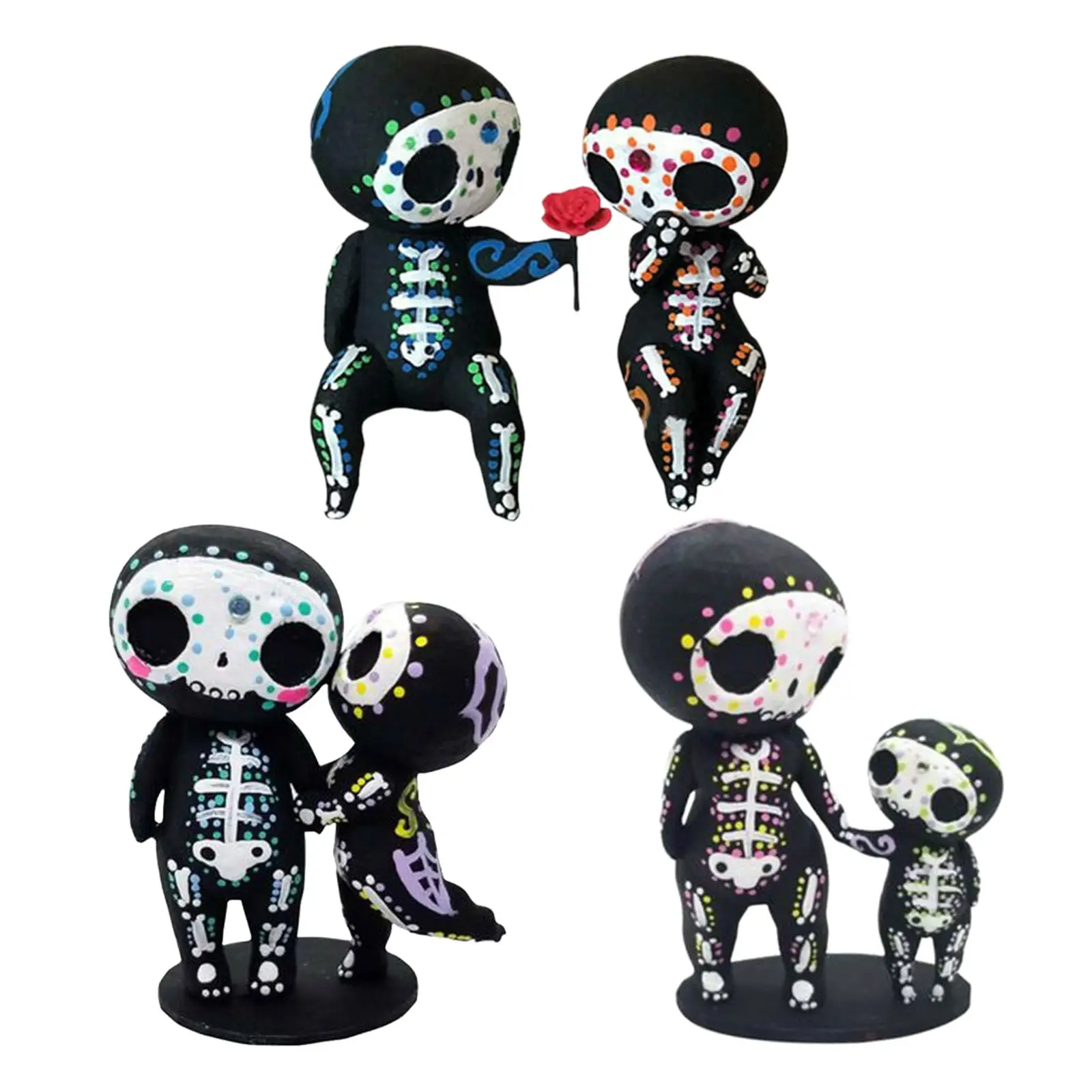 Cute Resin Sugar Skull Figurine Hand-painted Head Skeleton Statue Crafts Room Desk Decor Gift | Дом и сад