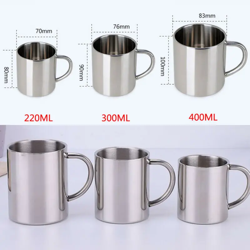 Новый 220/300/400 мл краткое Нержавеющая сталь Чай пивная кружка Кофе чашки с