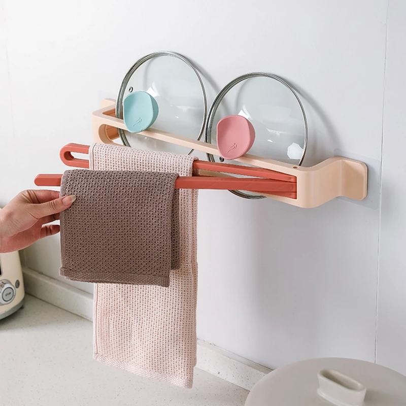 

Rotatable Bathroom Towel Storage Rack Multi Wall-Mounted Rod Toilet Perforated Towel Storage Rack Bath Towel Rack Home Supplies
