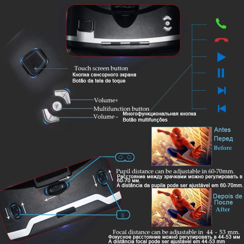 VR Shinecon Viar шлем 3D очки Виртуальная реальность гарнитура для iPhone Android смартфон