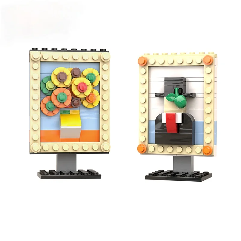 MOC Mini Pixel Pictures Building Blocks Set For Van Sunflowers Human Art Painting Bricks DIY Idea Assemble Toy Children Gift | Игрушки и
