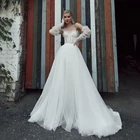 UZN свадебное платье с корсетом Милая трапециевидной формы в горошек Чистая Свадебное платье элегантные Пышные свадебные платья из фатина с поясом