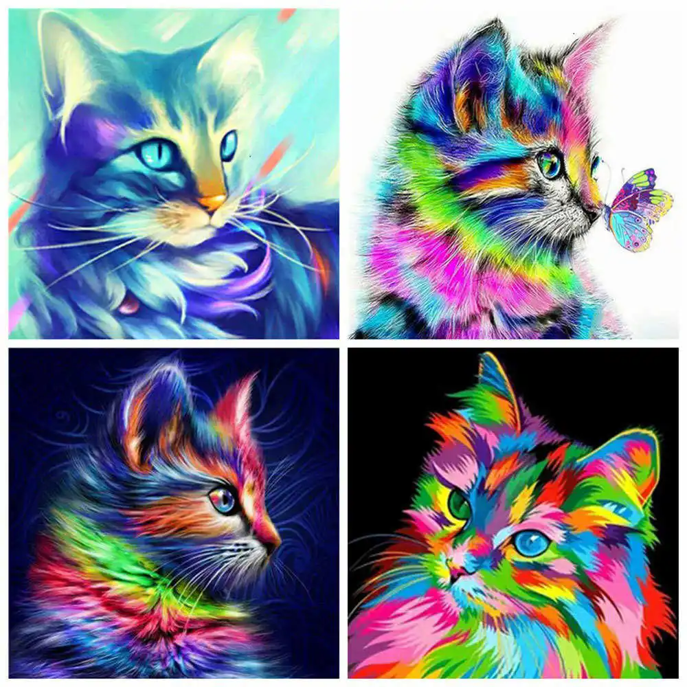 

Full Drill Square Diamond Painting Cross Stitch Cat 5D Diamond Mosaic Art Diamond Embroidery Animal Rhinestone Picture