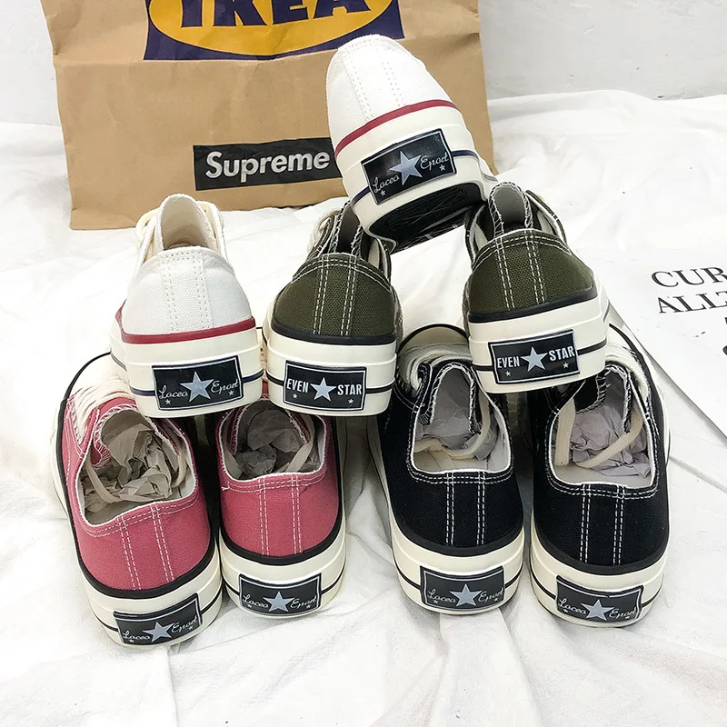 Классическая Женская парусиновая обувь модная Вулканизированная на плоской